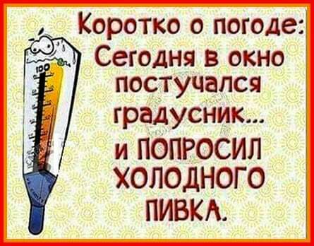 Коротко о погоде Сегодня в окно постучался градусник и попросил холодного пивкд