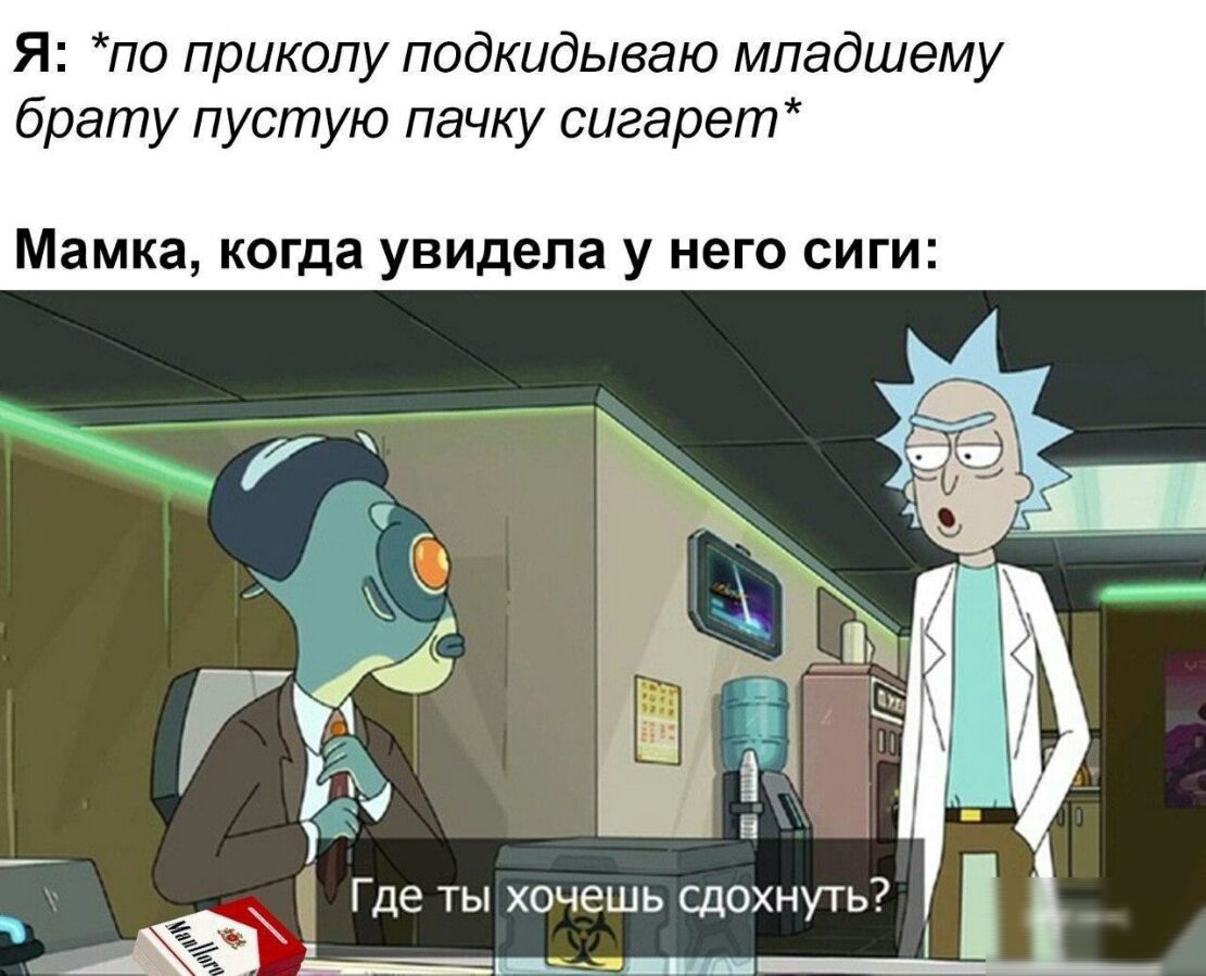 Я по приколу подкидываю младшему брату пустую пачку сигарет Мамка когда увидела у него сиги Где ты хочешь сдохнуть