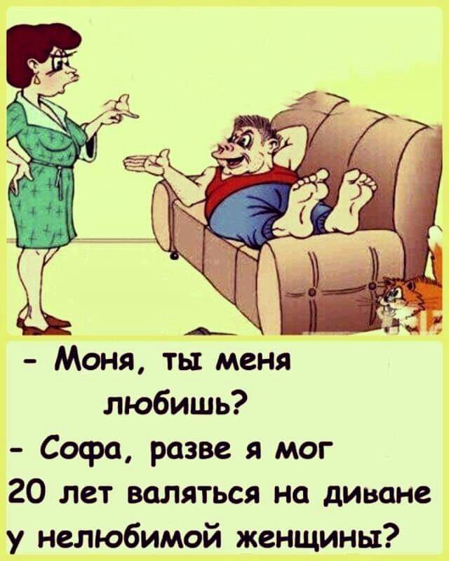 любишь і Софа разве я мог 20 лет валяться на диване у нелюбимой женщнньх Моня ть меня