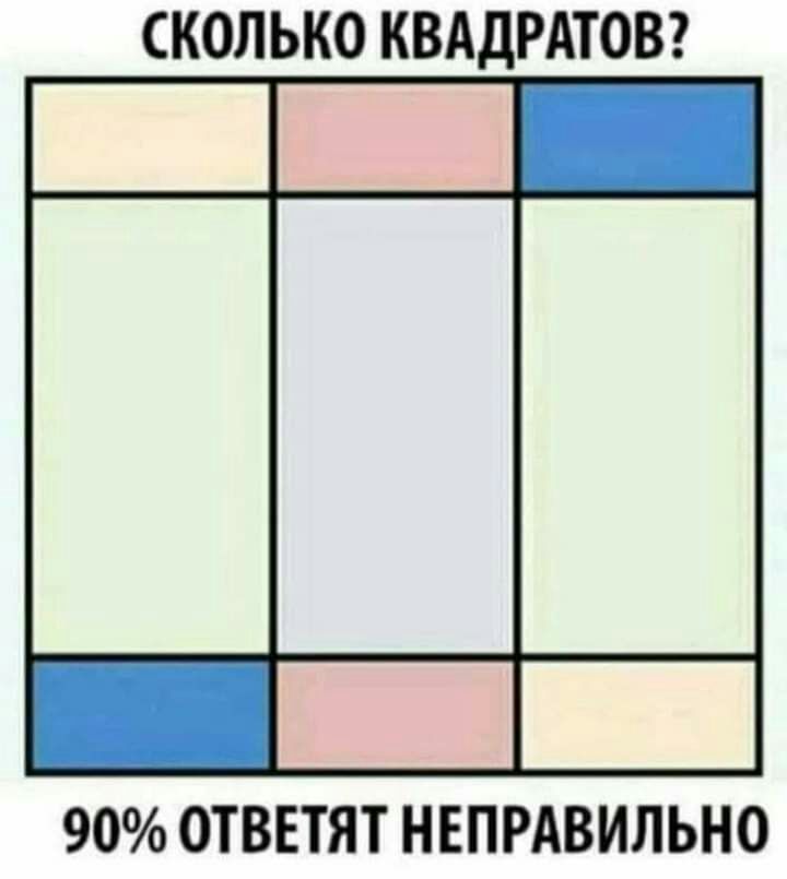 СКОЛЬКО КВАДРАТОВ 90 ОТВЕТЯТ НЕПРАВИЛЬНО