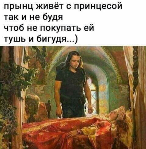 прынц живёт с принцесой так и не будя чтоб не покупать ей тушь и бигудя _ я 4