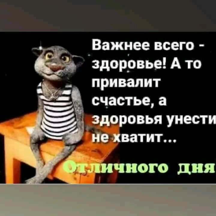 _ Важнее всего здоррвье А то привалит счастье а ЗДОРОВЬЯ УНЕСТ И не хватит личного дня