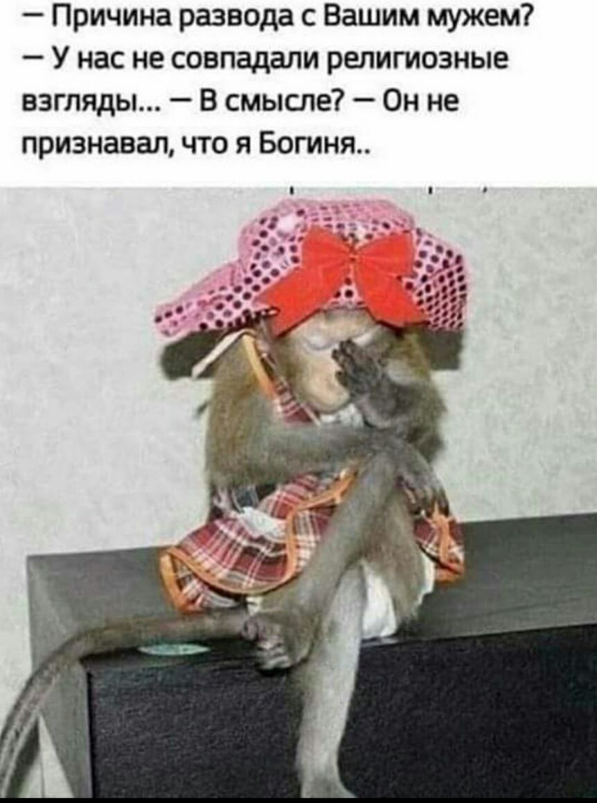 Причина развода с Вашим мужем У нас не совпадали религиозные взгляды В смысле Он не признавал что я Богиня