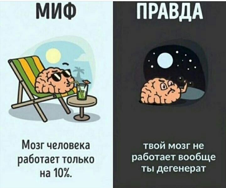Мозг человека работает только на 10 ПРАВДА твой мозг не работает вообще ты дегенерат