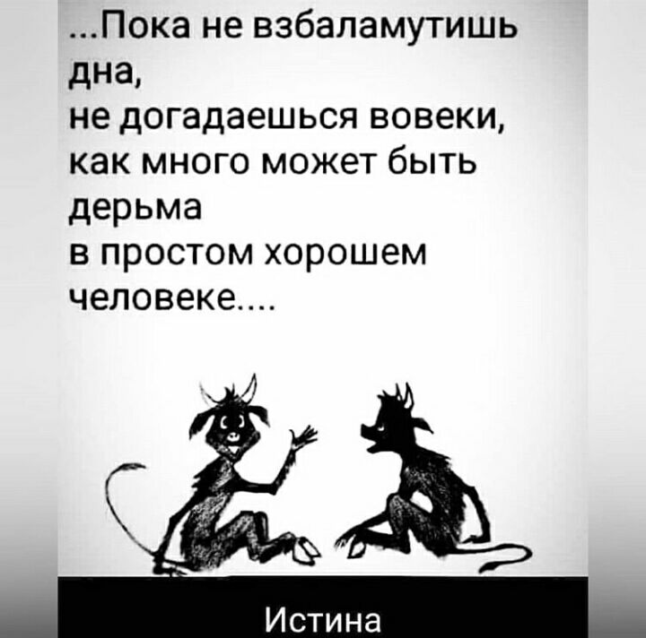 Пока не взбаламутишь дна не догадаешься вовеки как много может быть дерьма в простом хорошем человеке