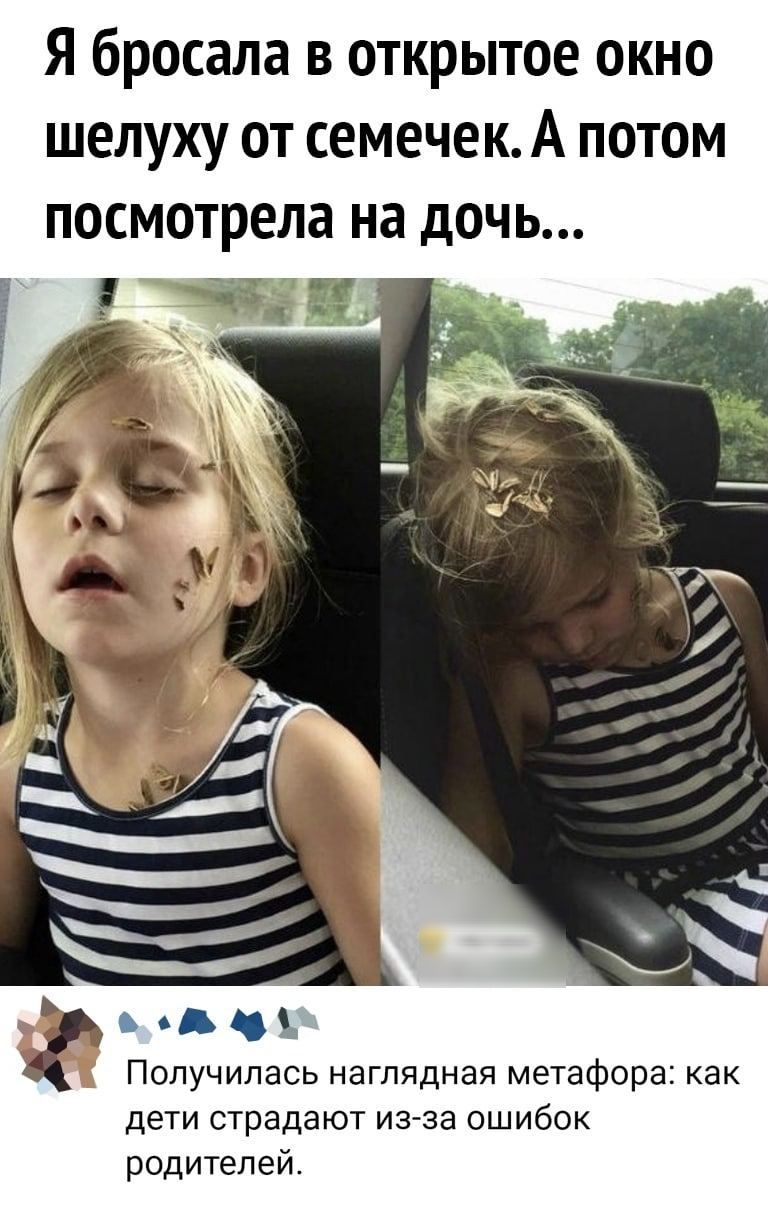 Я бросала в открытое окно шелуху от семечек А потом посмотрела на дочь Получилась наглядная метафора как дети страдают из за ошибок родителей