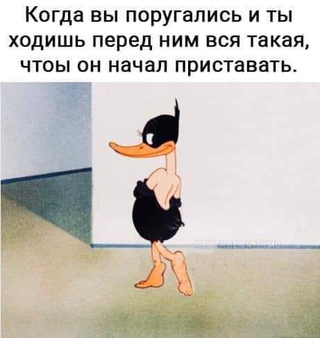 Когда вы поругались и ты ходишь перед ним вся такая чтоы он начал приставать