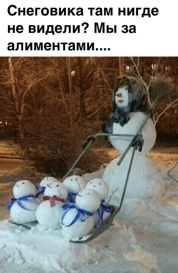 Снеговика там нигде не видели Мы за алиментами