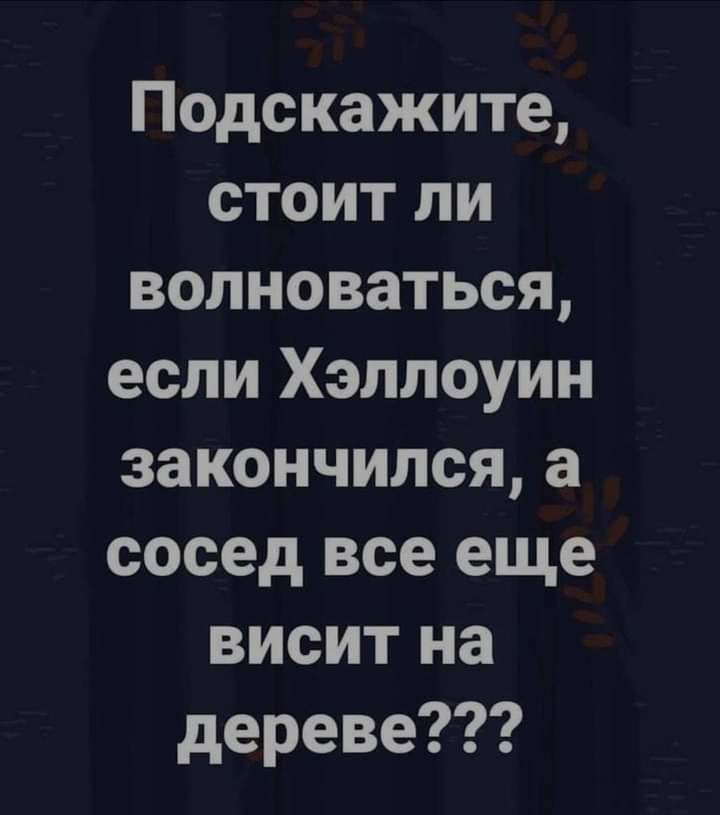 Подскажите стоит ли волноваться если Хэллоуин закончилсяа сосед все еще висит на дереве