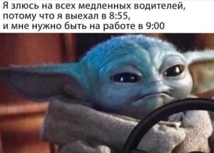 Я зпюсь на всех медленных водителей потому что я выехал в 855 и мне нужно быть на работе в 900