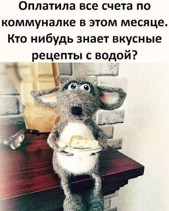 Оплатила все счета по коммуналке В ЭТОМ месяце Кто нибудь знает вкусные рецепты с водой 1 3