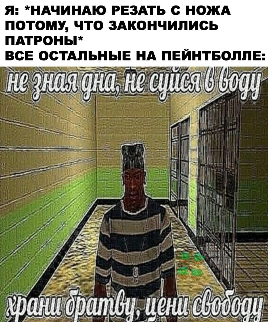 Я НАЧИНАЮ РЕЗАТЬ С НОЖА ПОТОМУ ЧТО ЗАКОНЧИЛИСЬ ПАТРОНЬ ВСЕ ОСТАЛЬНЫЕ НА ПЕЙНТБОЛПЕ М