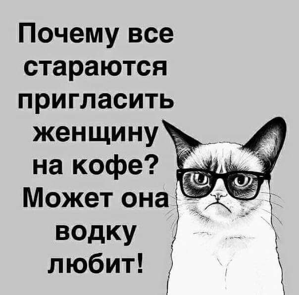 Почему все стараются пригласить женщину на кофе Может она водку любит 5