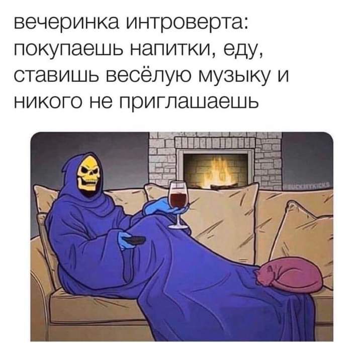 вечеринка интроверта покупаешь напитки еду ставишь весёлую музыку и никого не приглашаешь