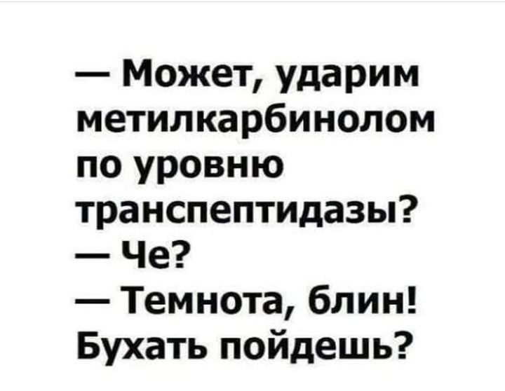 Может ударим метилкарбинолом по уровню транспептидазы Че Темнота блин Бухать пойдешь