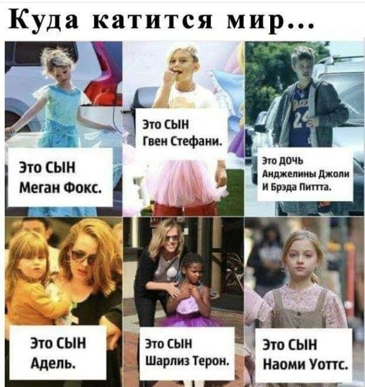 Куда катится мир тоіын Я 3 ГвеиСтефани Анджелины джоли и Брэда Питт Это сын Меган Фокс Это сын _ Наоми Уоттс ц Шарлиз Терон 4 1