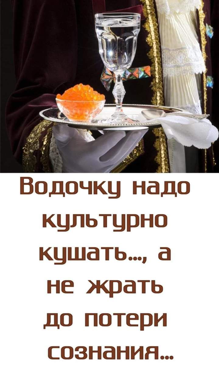 Водочку надо культурно кушать а не жрать до потери сознания