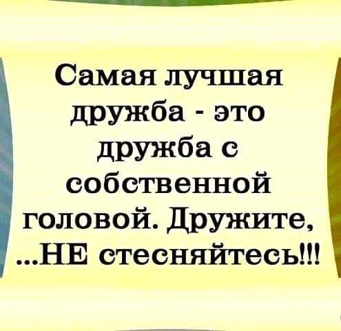 Самая лучшая дружба это дружба с собственной головой Дружите НЕ стесняйтесь