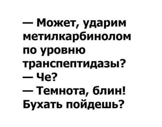 Может ударим метилкарбинолом по уровню транспептидазы Че Темнота блин Бухать пойдешь