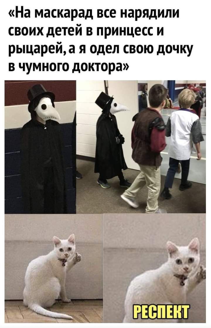 На маскарад все нарядили своих детей в принцесс и рыцарей а я одел свою дочку в чумного доктора