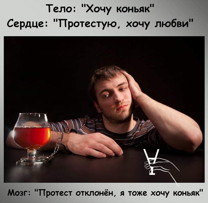 Тело Хочу коньяк Сердце Протестую хочу любви Мозг Протест отклонён я тоже хочу коньяк