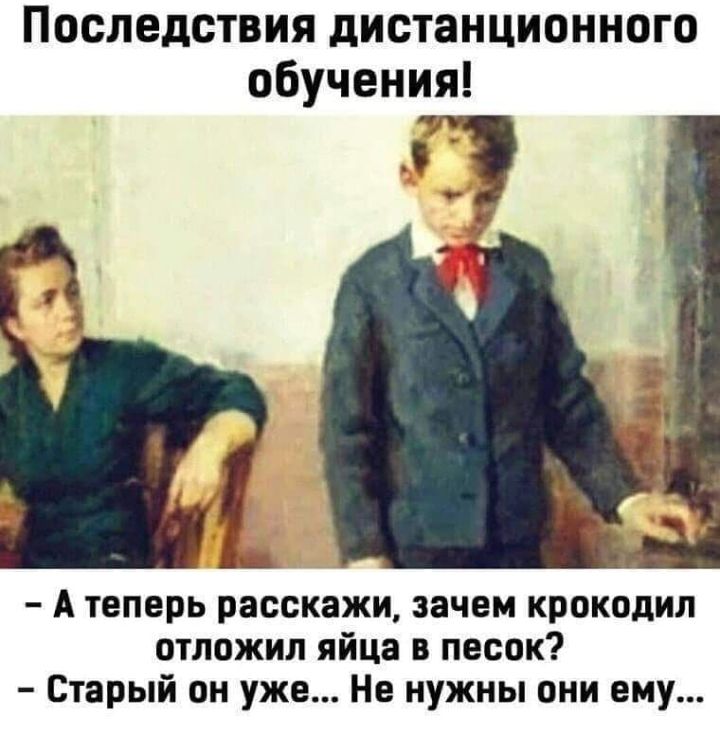 Последствия дистанционного обучения в А теперь расскажи зачем крокодил отложил яйца в песок Старый он уже Не нужны они ему