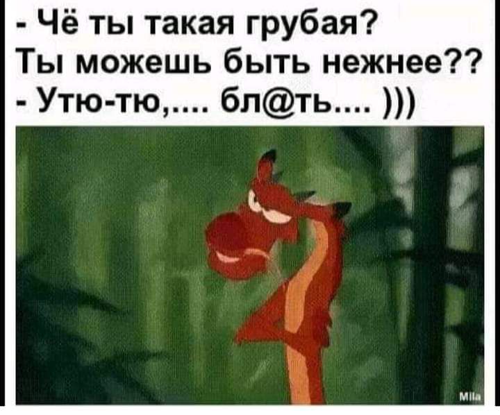 Чё ты такая грубая Ты можешь быть нежнее Утю тю блть