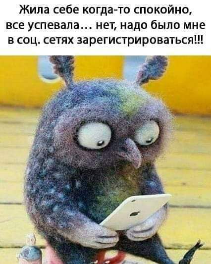Жила себе когдато спокойно все успевала нет надо было мне в соц сетях зарегистрироваться
