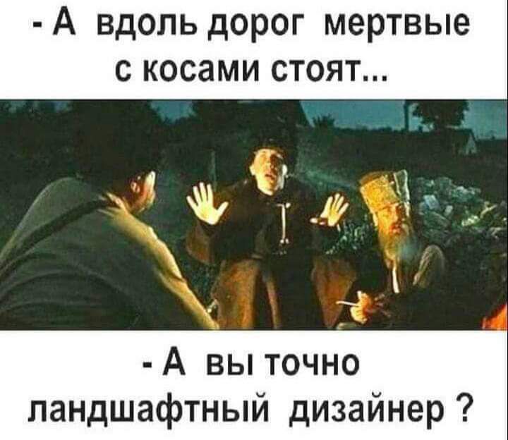 А вдоль дорог мертвые с косами стоят А вы точно ландшафтный дизайнер