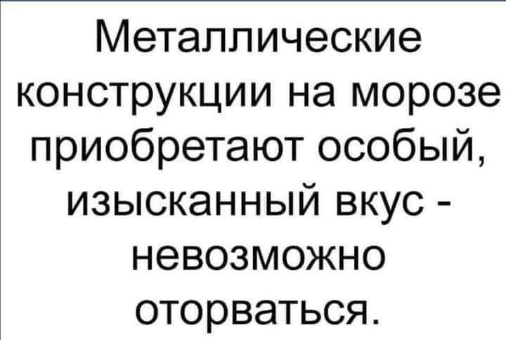 Металлические конструкции на морозе приобретают особый изысканный вкус невозможно оторваться