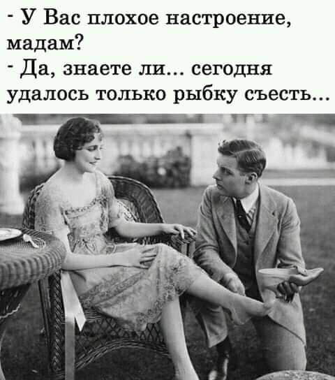 У Вас плохое настроение мадам Да знаете ша сегодня удалось только рыбку съесть чт іг