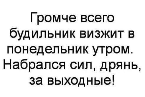 Громче всего будильник визжит в понедельник утром Набрался сил дрянь за выходные