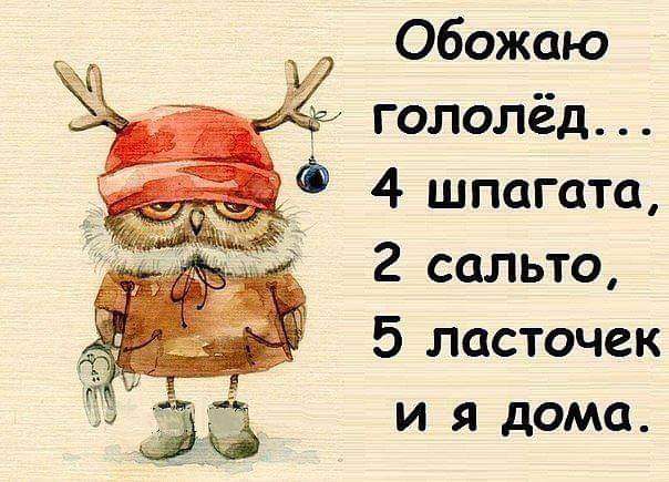 Обожаю гололёд 4 шпагата 2 сальто 5 ласточек и я дома