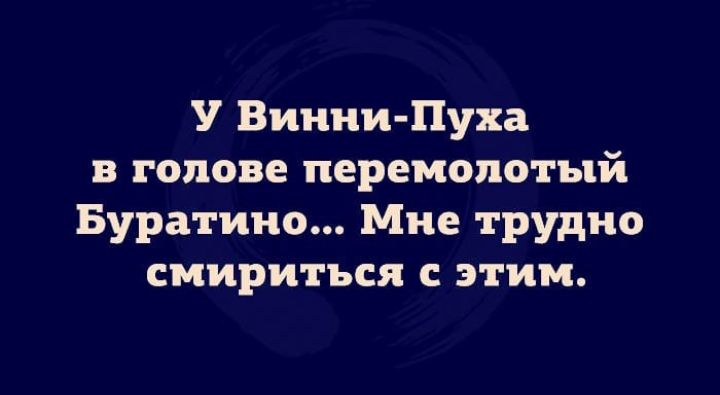 У Винни Пуха в голове перемолотый Буратино Мне трудно смириться с этим