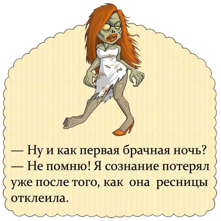 Ну и как первая брачная ночь Не помню Я сознание потерял уже после того как она ресницы отклеила