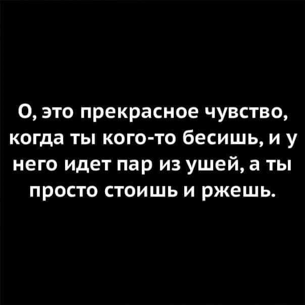 0 это прекрасное чувство когда ты кого то бесишь и у него идет пар из ушей а ты просто стоишь и ржешь