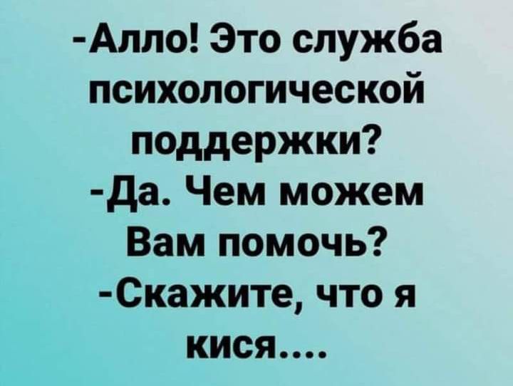 Алло Это служба психологической поддержки да Чем можем Вам помочь Скажите что я кися