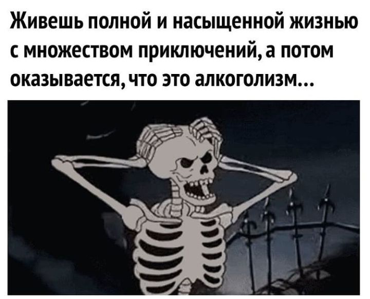Живешь полной и насыщенной жизнью с множеством приключений а потом оказывается что это алкоголизм