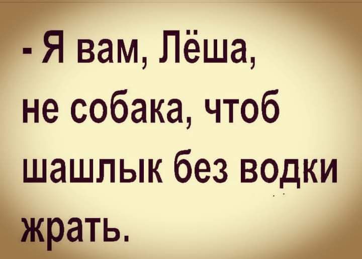 Я вам Лёша не собака чтоб шашлык без водки _ть
