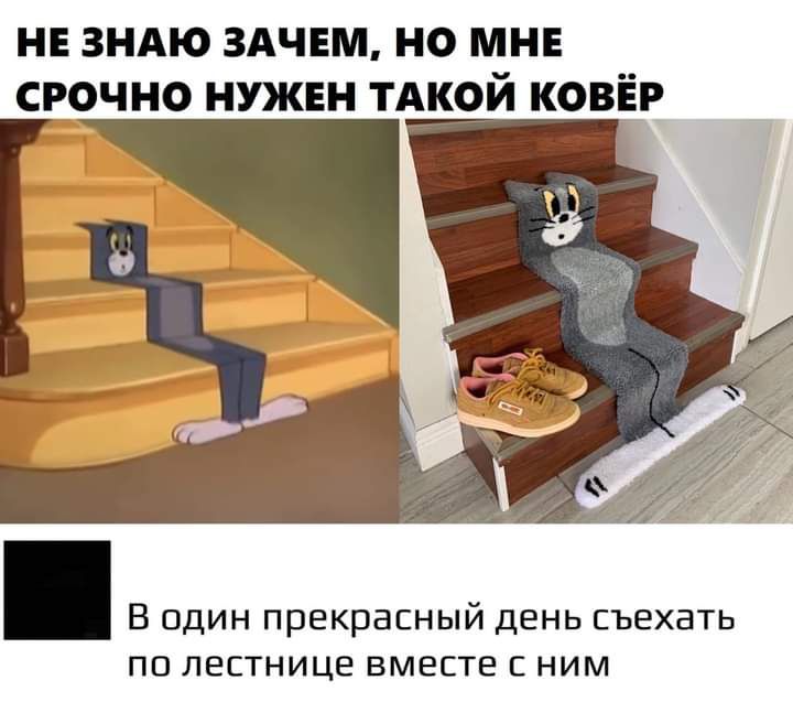 НЕ ЗНАЮ ЗАЧЕМ НО МНЕ СРОЧНО НУЖЕН ТАКОЙ КОВЁР В один прекрасный день съехать ПО ЛЕСТНИЦЕ ВМЕСТЕ С НИМ