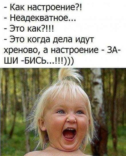 Как насгроение Неадекватное Это как Это когда дела идут хреново а насгроение ЗА ШИ БИСЬП