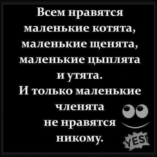 Всем нравятся маленькие котята маленькие щенята маленькие цыплята и утята И только маленькие членята 90 не нравятся _ никому