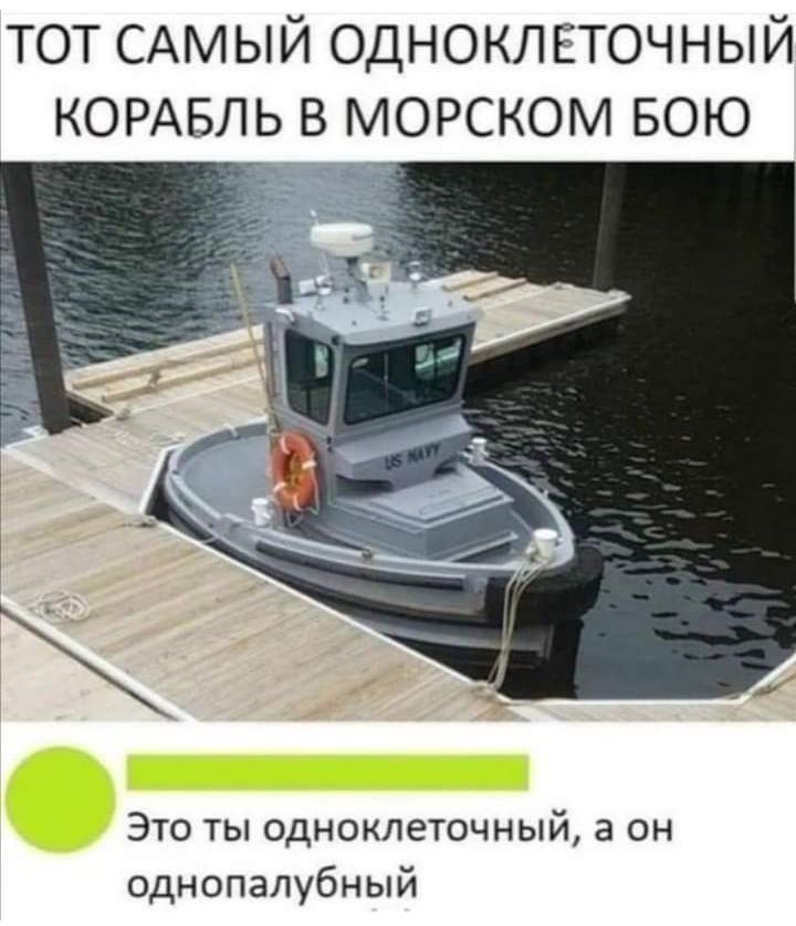 тот САМЫЙ одноклпочный КОРАБЛЬ в морском БОЮ Это ты одноклеточный а он однопалубный