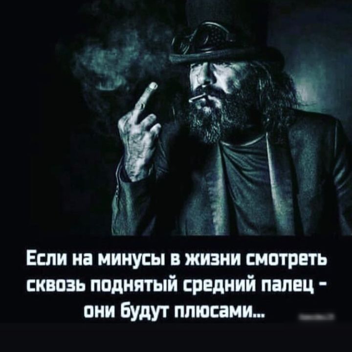 Если на минусы в жизни сматреть сквозь поднятый средний палец пни Будут плюсами