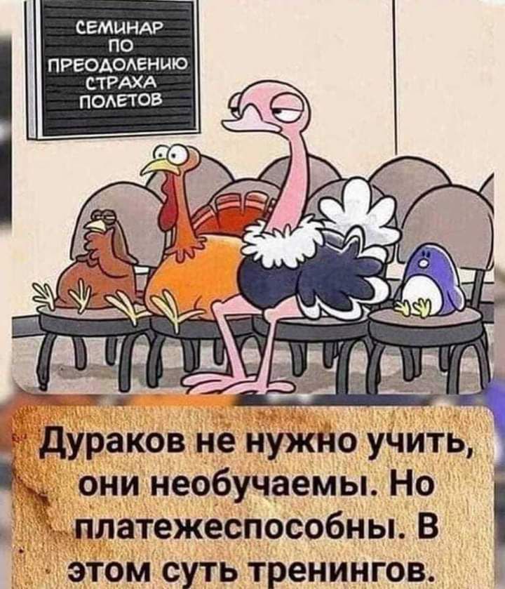 СЕМИНАР ПО ПРЕОАОАЕНИЮ ЁЁ 5 г дураков не нужно учить 35 они необучаемы Но платежеспособны В ЭТОМ СУТЬ тренингов