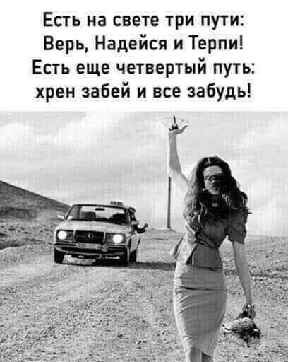 Есть на свете три пути Верь Надейся и Терпи Есть еще четвертый путь хрен забей и все забудь