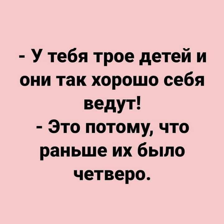 У тебя трое детей и они так хорошо себя ведут Это потому что раньше их было четверо