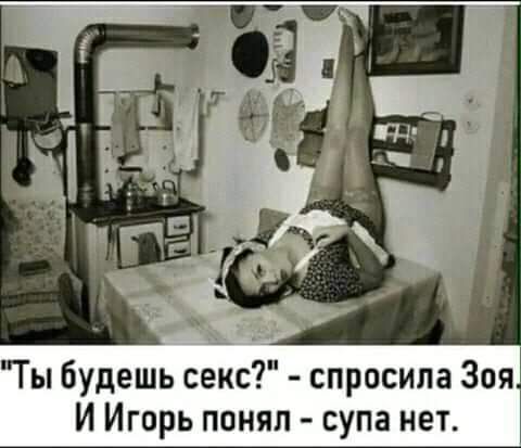 Ты будешь секс спросила Зоя И Игорь понял супа нет