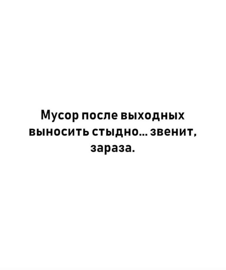 Мусор после выходных выносить стыдно звенит зараза