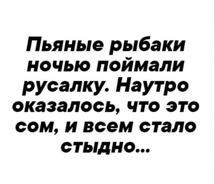Пьяные рыбаки ночью поймали русалку Наутро оказалось что это сом и всем стало стыдно